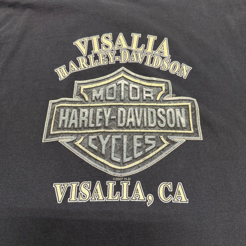 Harley Davidson Shirt Mens XL Black Pinup Girl Biker Visalia CA Motorcycle - Picture 16 of 16